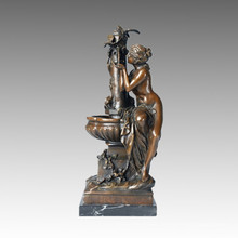 Classical Figure Statue Lady Water Bronze Sculpture, M. Mathurin TPE-234